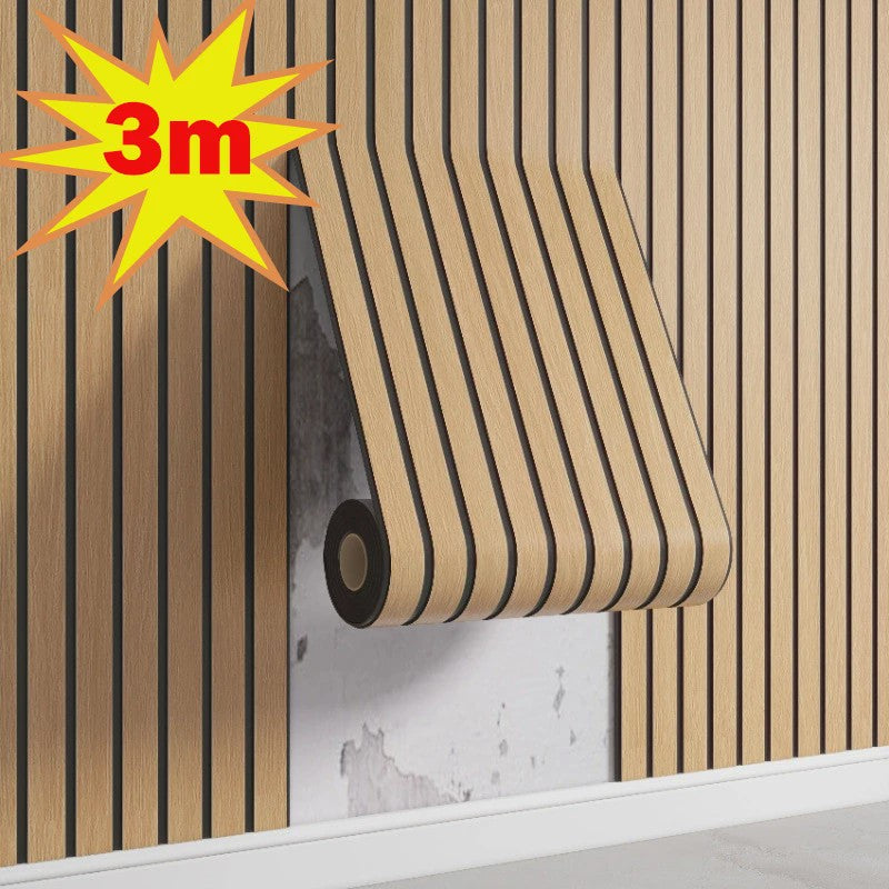 3D Houten Lamellen Behang - Zelfklevend, Waterdicht & Verdikkend - Wanddecoratie