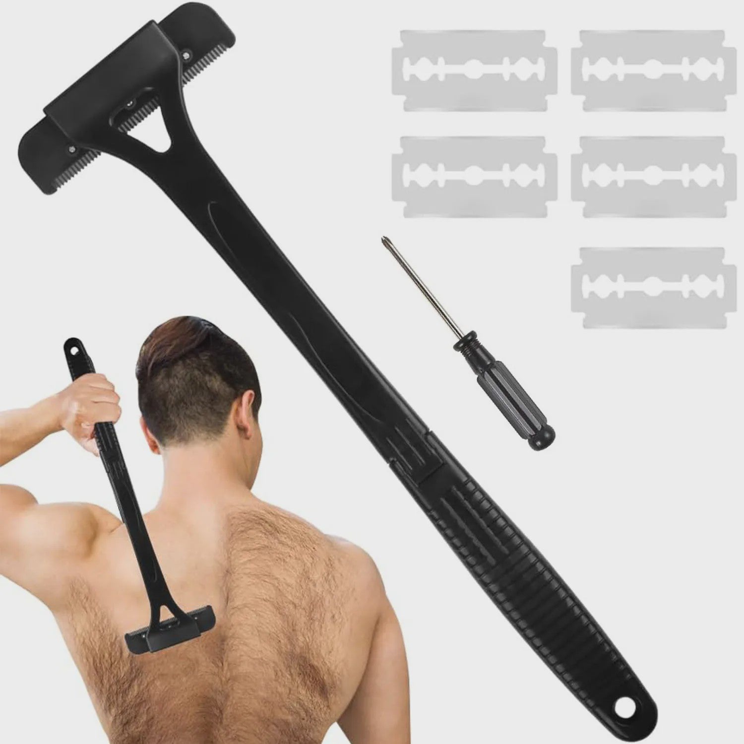 Opvouwbare Lange Handgreep Body Shaver voor Mannen - Gemakkelijk Scheren van Rug en Lichaam