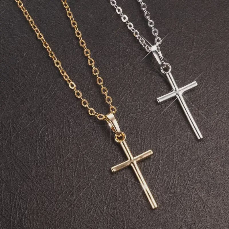 Eenvoudige Christelijke Kruis Ketting - Zilverkleurig, Lange Ketting voor Dames en Heren