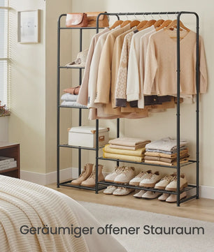 Open Kledingrek met Planken - Metaal - 29x112x158.4 cm - Zwart