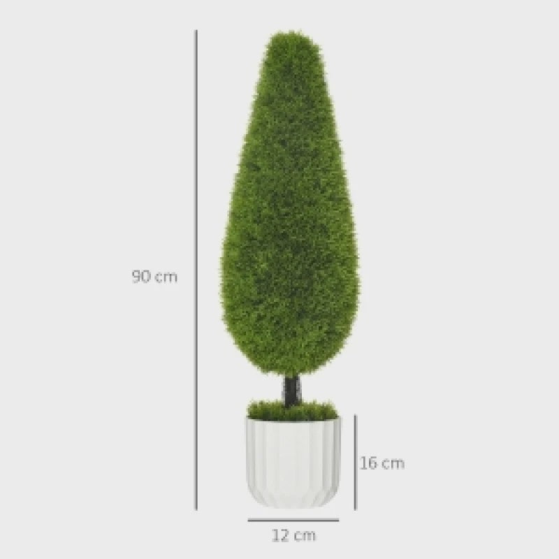 Set van 2 Kunstcipressen 90 cm met Pot en Mos - Decoratieve Kunstplant voor Binnen en Buiten