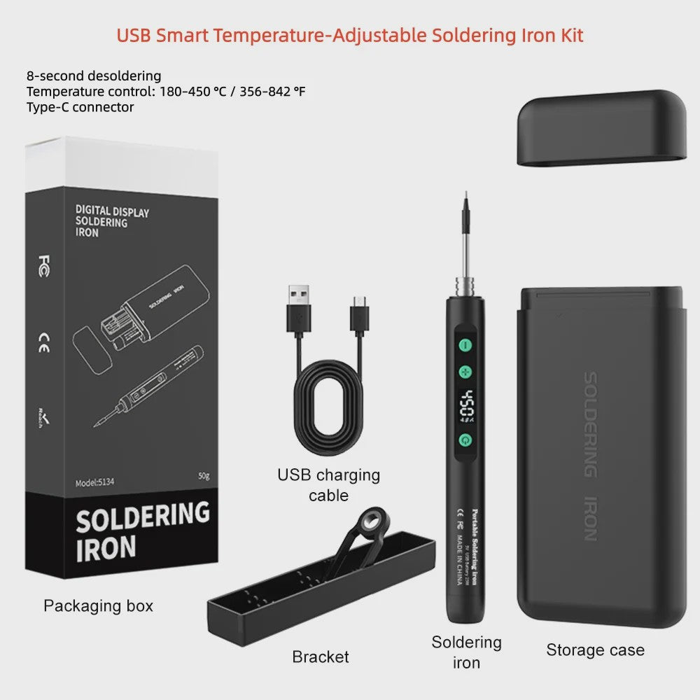 15W USB Slimme Soldeerbout Set met Temperatuurregeling en Type-C