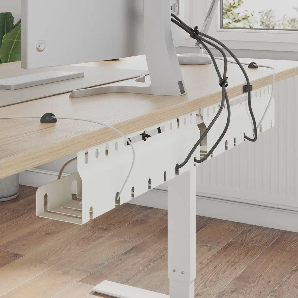 Set van 2 Witte Kabelgoot Onder Bureau - Ordelijke Werkplek