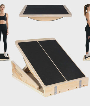 Verstelbare Houten Balansbord & Kuitspier Strekker - Anti-slip & Revalidatie