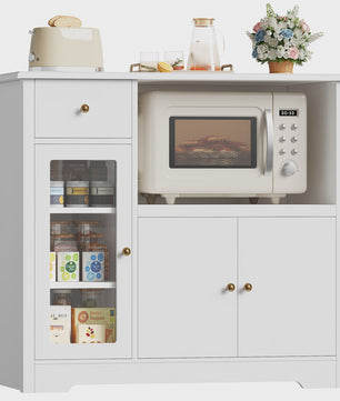 Keukenbuffet met Werkblad en Magnetronplank - 1 Lade, 3 Deuren