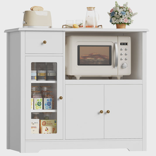 Keukenbuffet met Werkblad en Magnetronplank - 1 Lade, 3 Deuren
