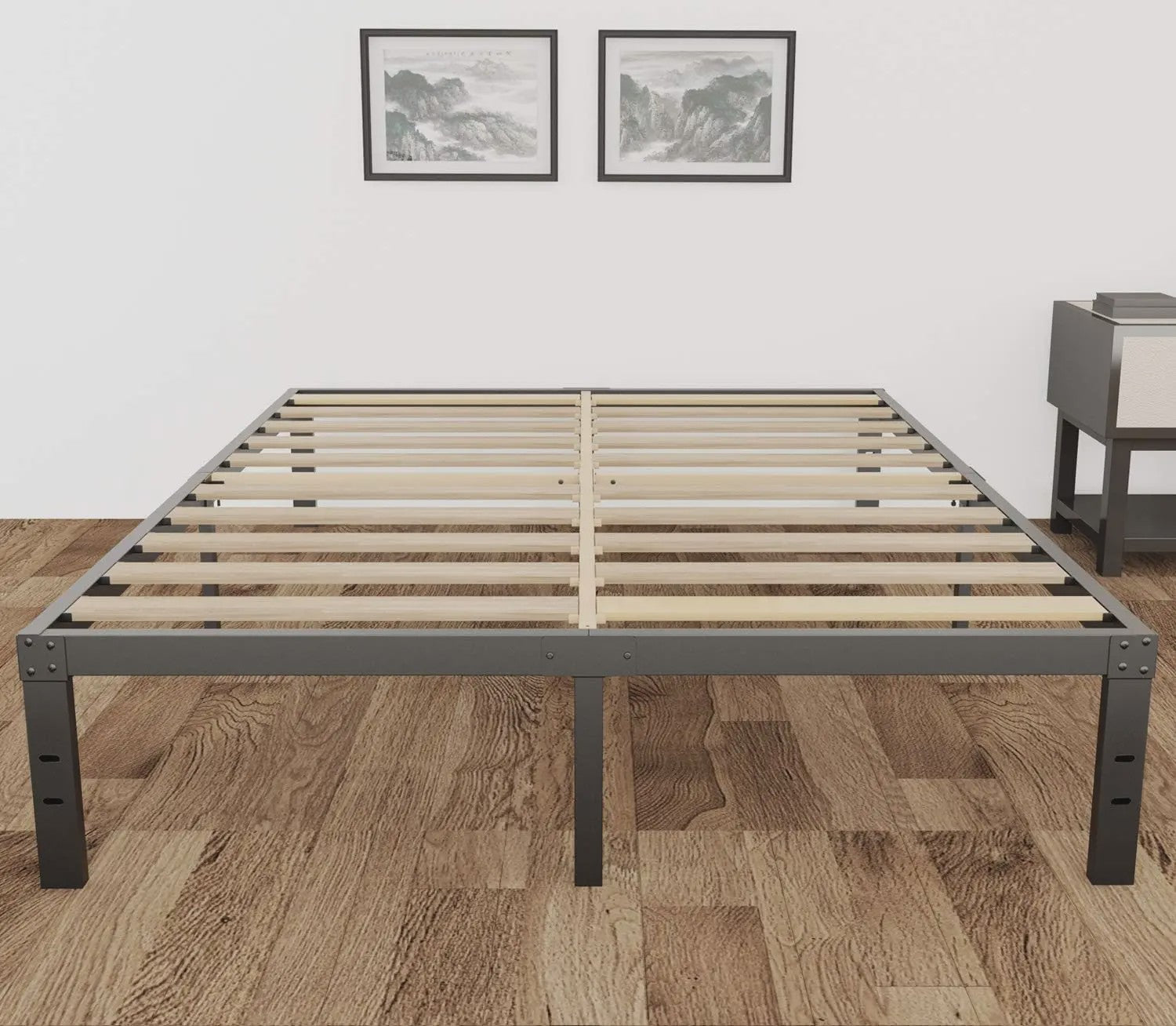 Heavy Duty Stalen Bedframe met Houten Lattenbodem - 3500lbs Draagkracht