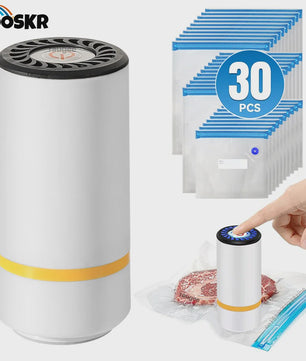 Draagbare Elektrische Vacuümpomp - Automatische Voedselverpakker met Oplaadbare Batterij & Herbruikbare Zakken