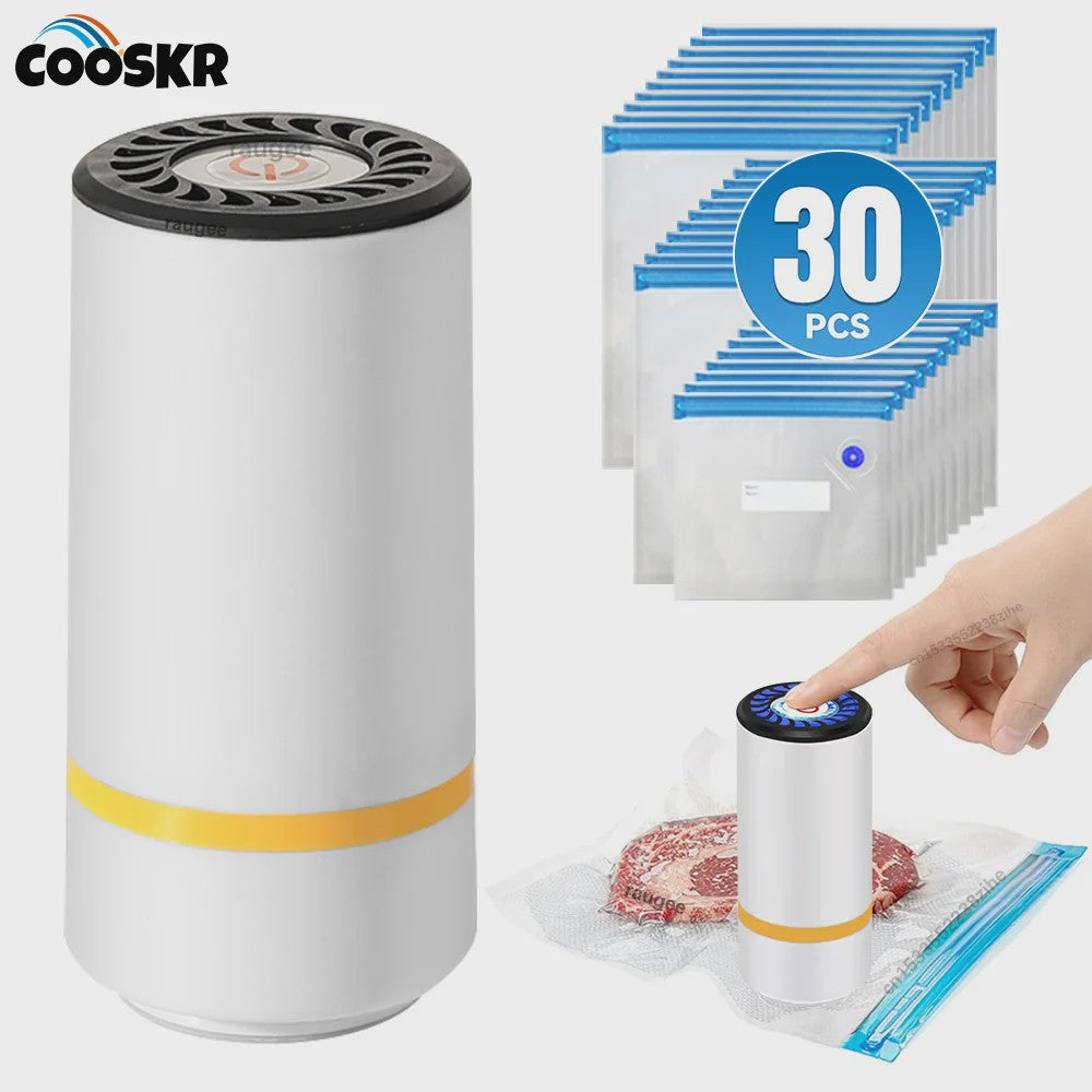 Draagbare Elektrische Vacuümpomp - Automatische Voedselverpakker met Oplaadbare Batterij & Herbruikbare Zakken