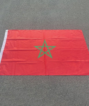 Marokkaanse Vlag 90x150cm - Polyester Vlag van Marokko met Ringetjes