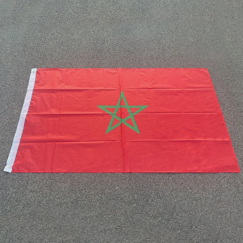 Marokkaanse Vlag 90x150cm - Polyester Vlag van Marokko met Ringetjes