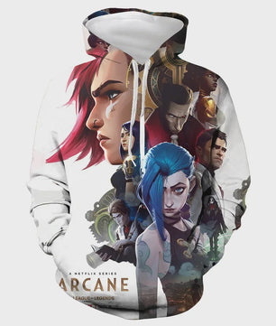 Arcane League of Legends 3D Hoodie - Jinx & Vi Anime Stijl