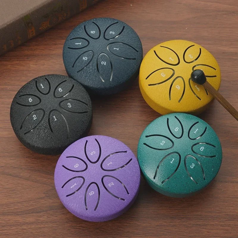Mini Stalen Tongtrommel (6 Tonen) - Ethereal Hand Drum met Stokken - 3 Inch
