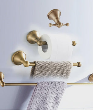 Luxe Massief Messing Badkamer Accessoires Set: Handdoekhouder, Toiletrolhouder, Ring & Haak