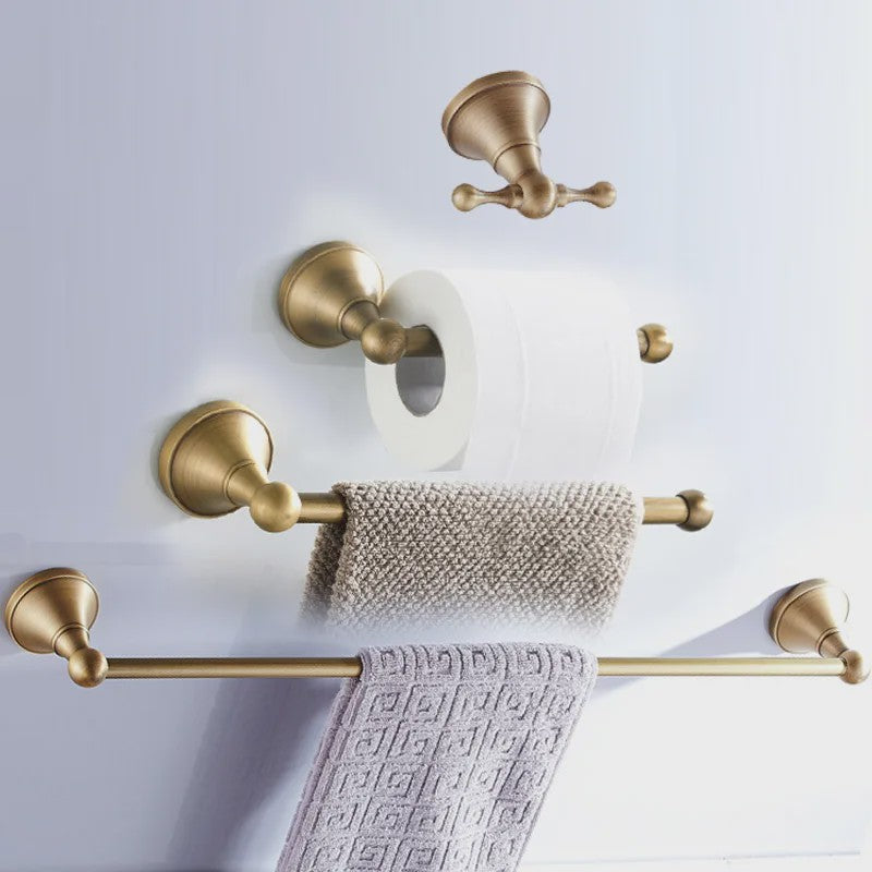 Luxe Massief Messing Badkamer Accessoires Set: Handdoekhouder, Toiletrolhouder, Ring & Haak