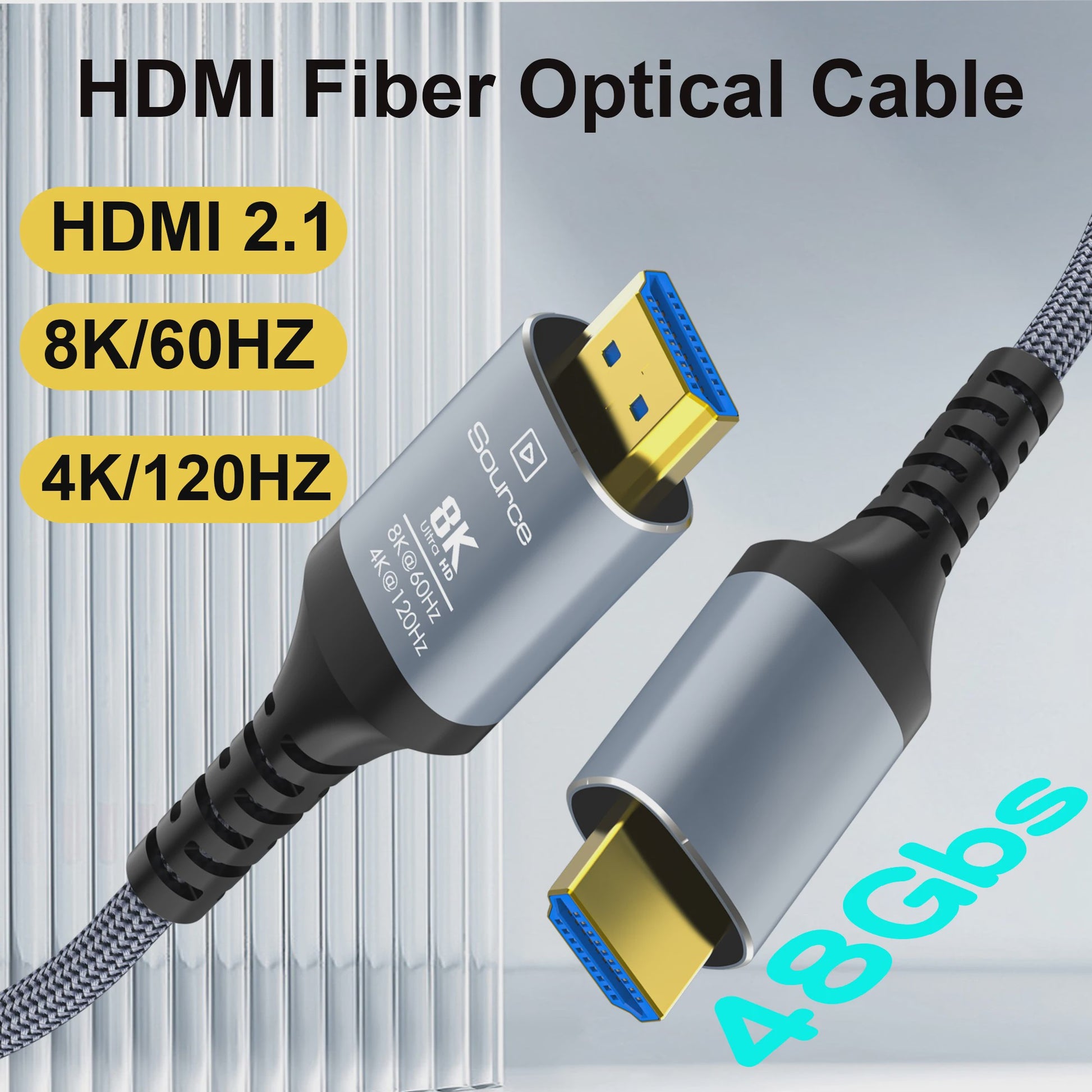 8K HDMI 2.1 Fiber Optic Kabel - 8K60Hz, 4K120Hz, Dynamic HDR, eARC, HDCP 2.3