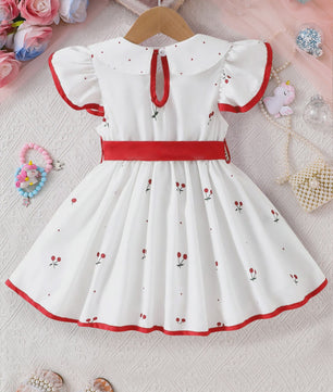 Zomerjurk Meisjes Bloemenprint Kort 0-3 Jaar - Ademend Baby Prinsessenjurkje