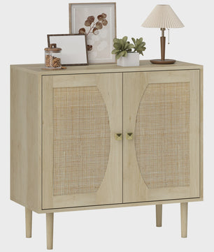 Bohemian Buffetkast met Rotan Deuren - Stijlvolle Keukenopberger 80x38x79 cm