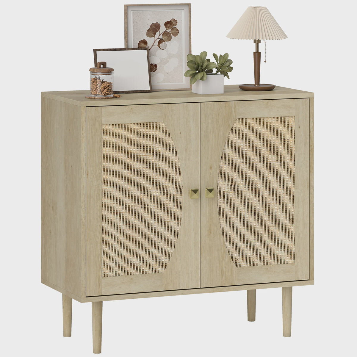 Bohemian Buffetkast met Rotan Deuren - Stijlvolle Keukenopberger 80x38x79 cm