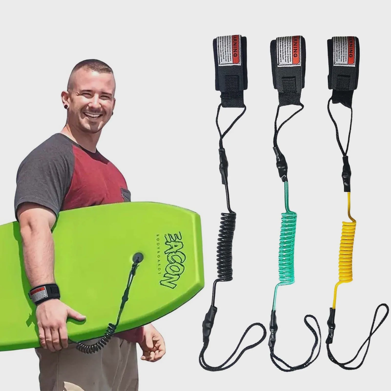 Veiligheid Surf Leash met Enkelband - Coiled Koord voor Bodyboard & Surfplank
