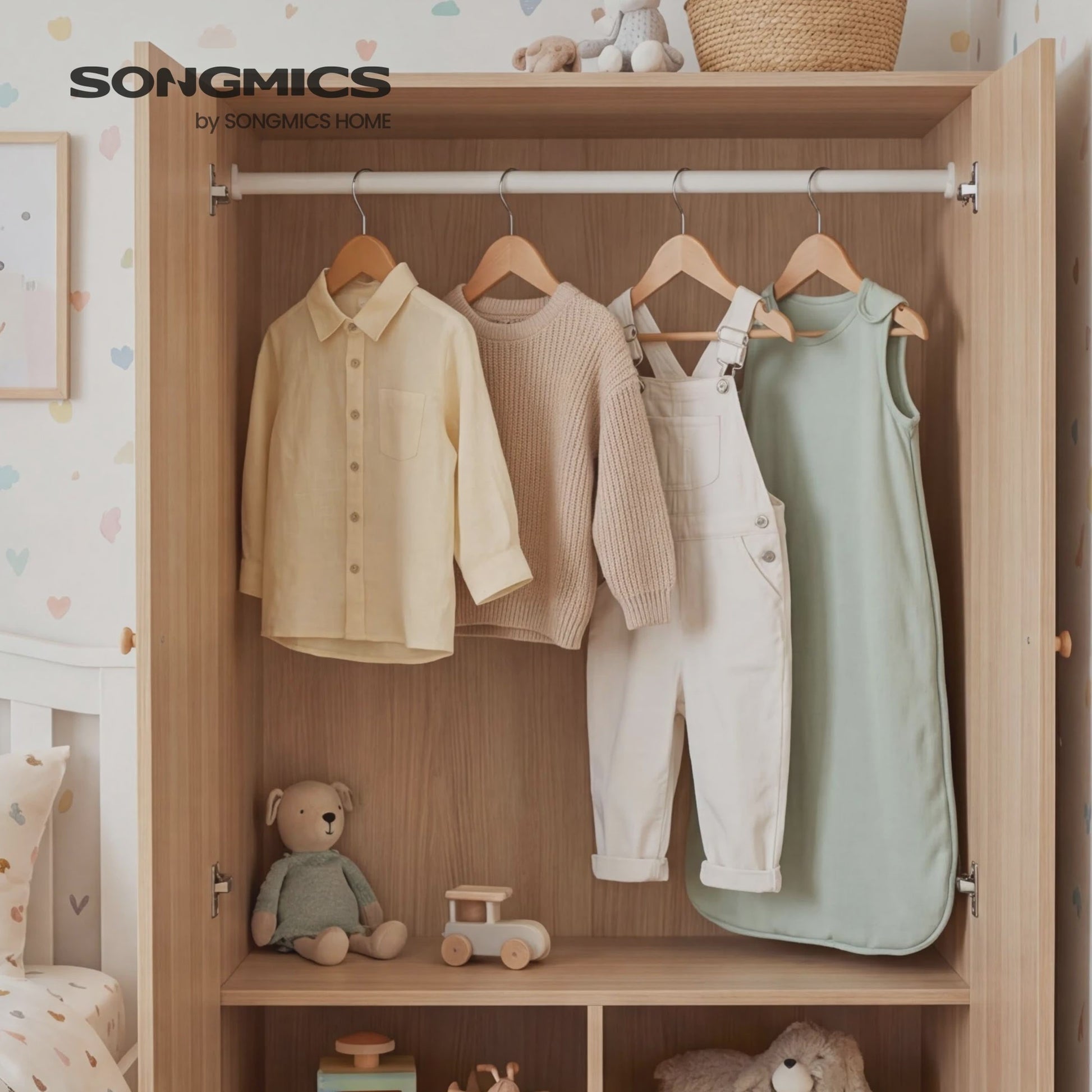 Songmics Kinderkledinghangers 20 Stuks - Massief Hout, 35cm Breed