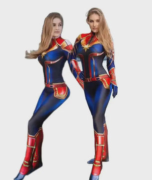 Captain Marvel Geïnspireerd Cosplay Kostuum Bodysuit voor Dames