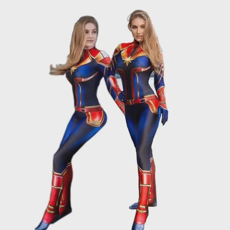 Captain Marvel Geïnspireerd Cosplay Kostuum Bodysuit voor Dames