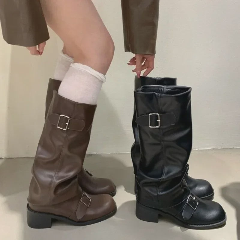 Dames Hoge Laarzen met Platform en Chunky Hak - Punk Gothic Rock Stijl