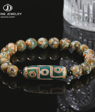 Tibetaanse Dzi Agate Armband met 9 Ogen - Retro Buddha Gebedssieraad