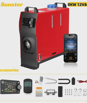 8KW Diesel Luchtverwarmer 12V/24V - All-in-One Parkeerverwarming met LCD, Afstandsbediening & Bluetooth App