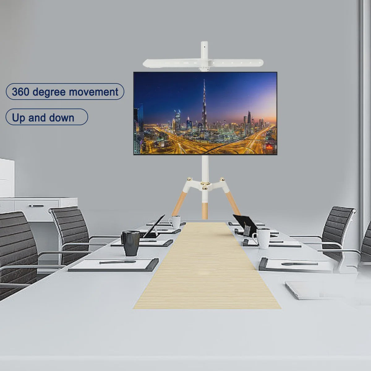 Vrijstaande TV Standaard Tripod voor 32-65 inch Schermen | Kantelbaar & In Hoogte Verstelbaar | Wit