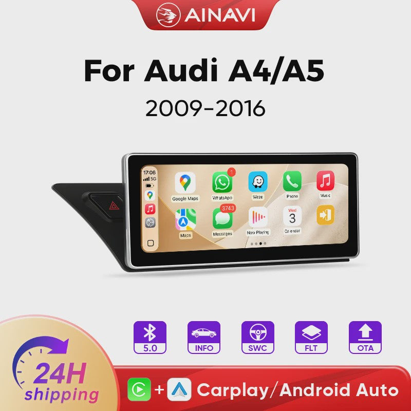 AINAVI Multimedia Systeem voor Audi A4/A5/S4/S5/RS4/RS5 (2008-2016) met Carplay & Android Auto