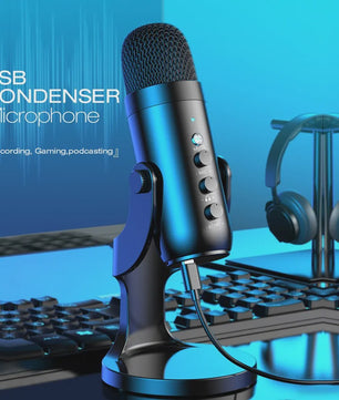 Haomuren USB Condenser Microfoon voor PC, Mac, Gaming, Streaming & Podcasts - Met Telefoon Adapter & Koptelefoon Uitgang