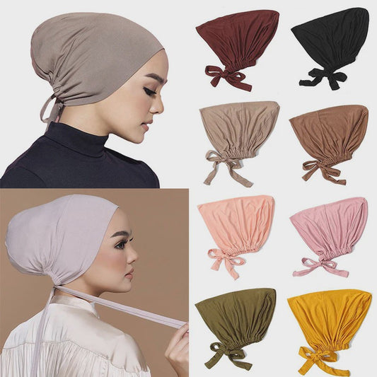 Zachte Modal Binnen Hijab Cap met Strik - Islamitische Turban Hoofddoek