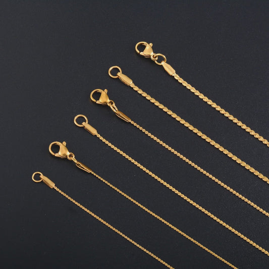 Fijne Roestvrij Stalen Ketting - Hoge Glans Mode Sieraden in 0.8mm, 1.1mm & 1.5mm Dikte