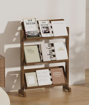 Stijlvolle Houten Boekenkast - Ultradun Magazine & Krantenrek voor Woonkamer of Kantoor