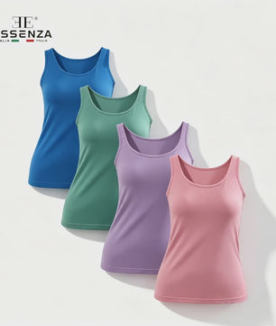 Dames Tanktop - Mouwloos Ondergoed Top met Ronde Hals - Zacht, Elastisch & Ademend - Pastelkleuren