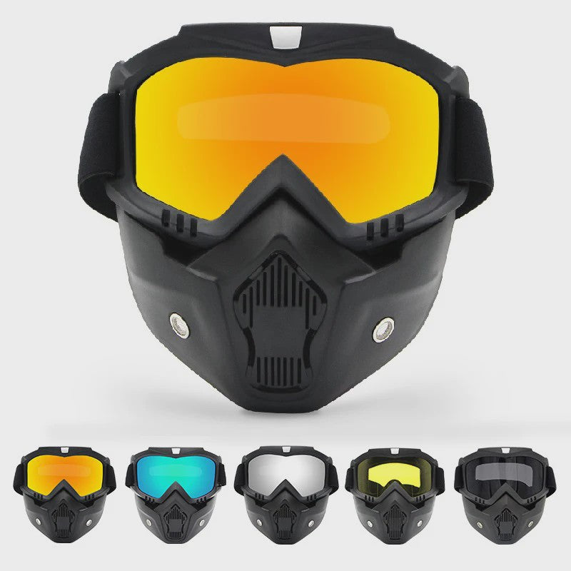 Motorcross Bril met Afneembaar Ademend Masker - Stof- en Impactbestendig