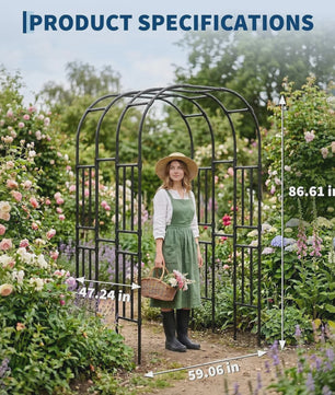 Extra Hoge Metalen Tuinboog Klimrek 2.2m - Stevig Stalen Klimrek voor Klimplanten, Rozen, Groenten & Decoratie
