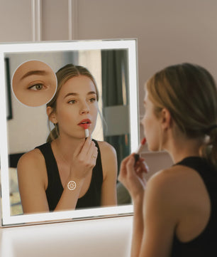 Verstelbare LED Make-up Spiegel met 10x Vergroting, Touchscreen & USB Oplaadbaar - 3 Kleuren & Dimbaar