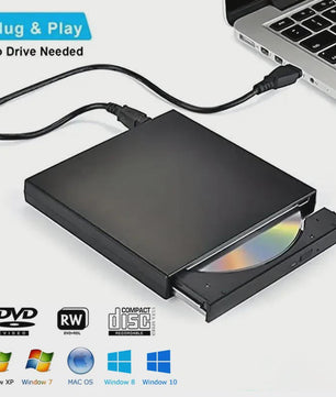 Externe USB CD/DVD RW Brander - Draagbare Optische Drive voor Laptop & PC