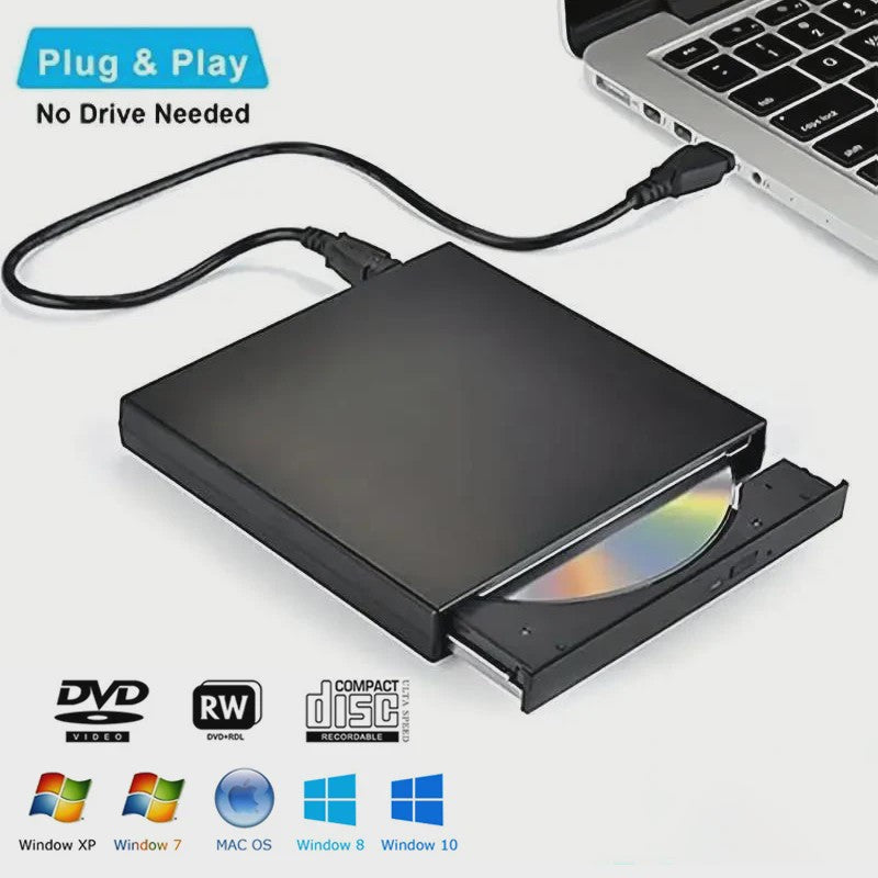 Externe USB CD/DVD RW Brander - Draagbare Optische Drive voor Laptop & PC