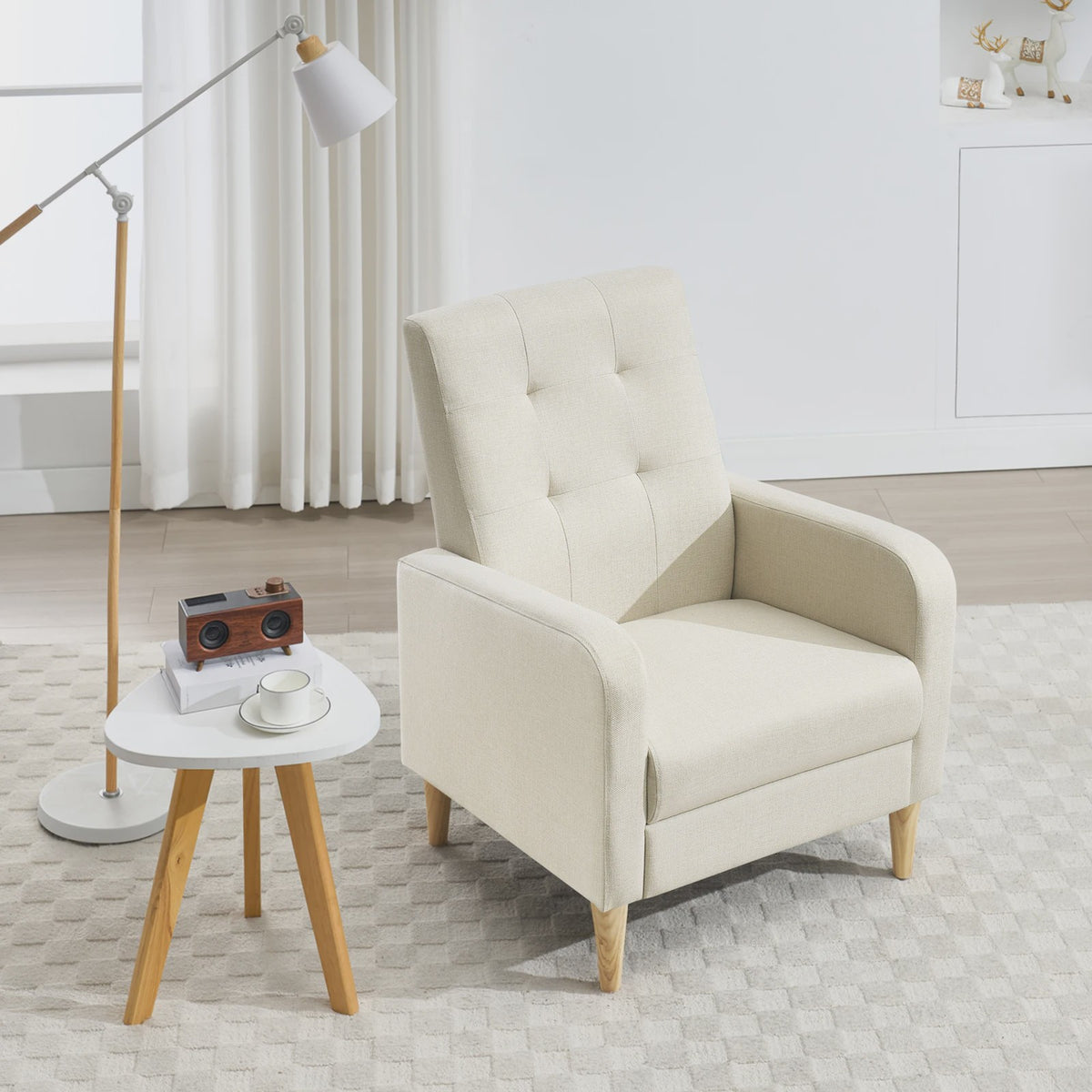 Moderne Lounge Fauteuil met Armleuningen en Massief Houten Poten - Comfortabel en Stijlvol
