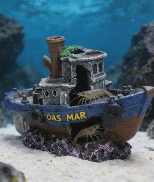Uniek Scheepswrak Aquarium Decoratie - Verzonken Piratenschip Vistank Ornament