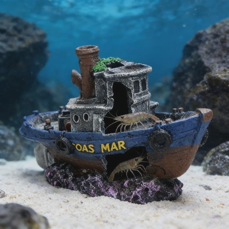 Uniek Scheepswrak Aquarium Decoratie - Verzonken Piratenschip Vistank Ornament