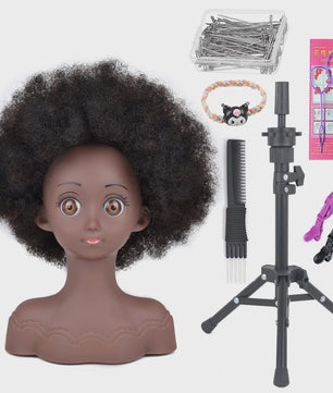 Professionele Pruikenkop met Afro Haar - Trainingshoofd voor Haarstylisten en Vlechters