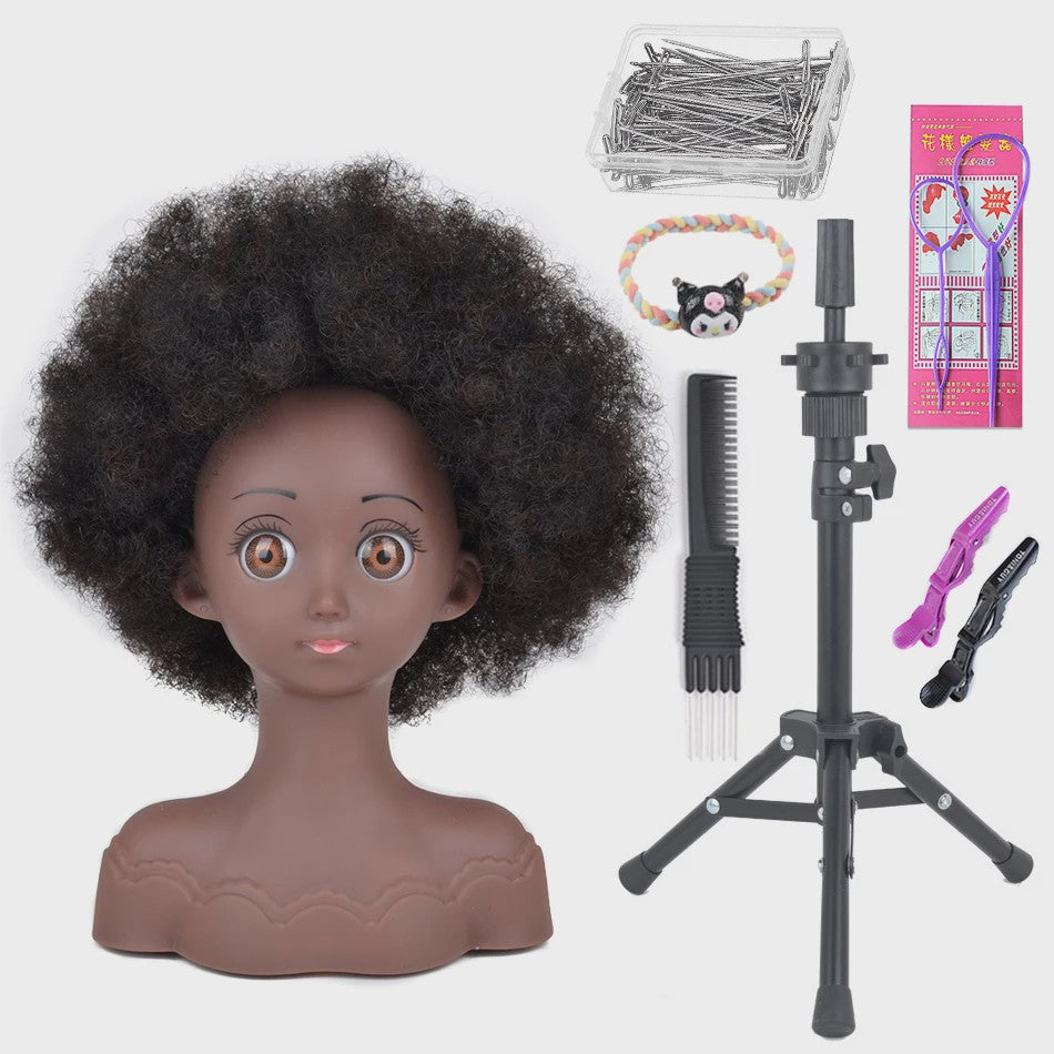 Professionele Pruikenkop met Afro Haar - Trainingshoofd voor Haarstylisten en Vlechters