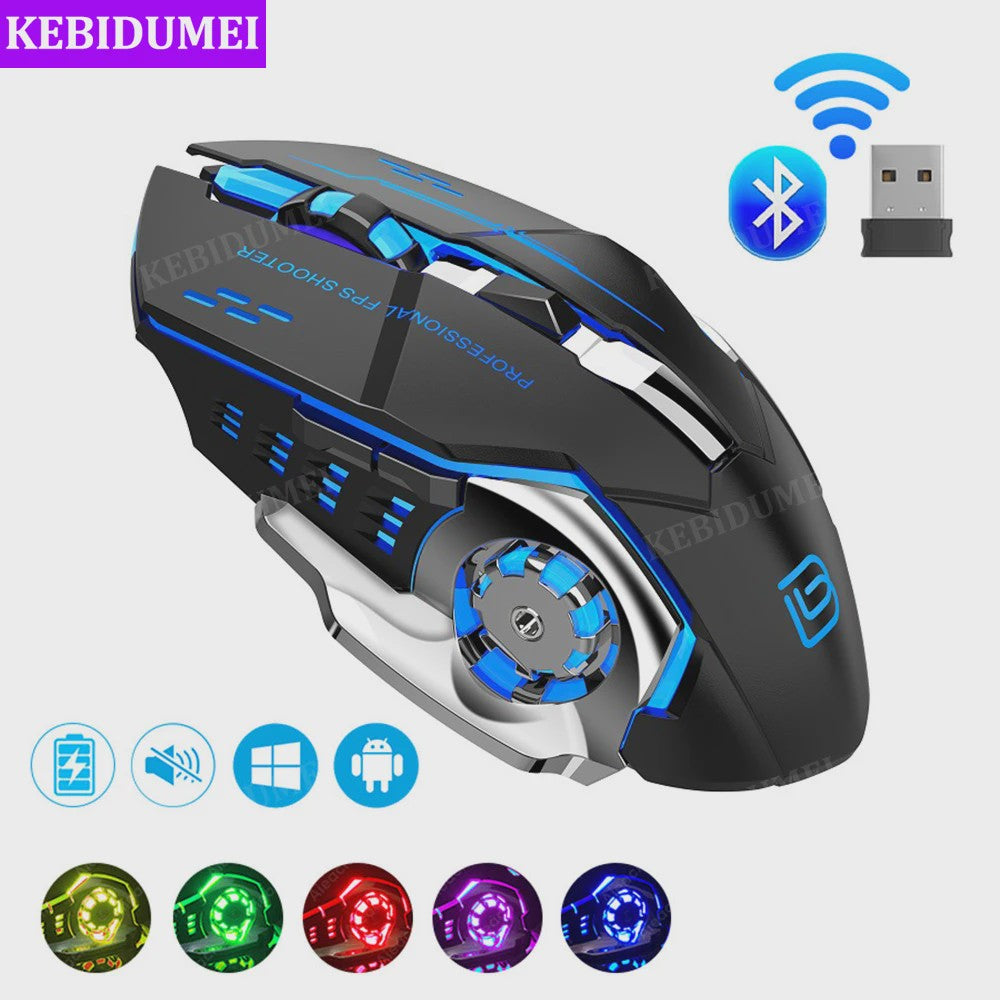 Oplaadbare Gaming Muis: Dual Mode Bluetooth 5.2 & 2.4G Wireless, 3600 DPI
