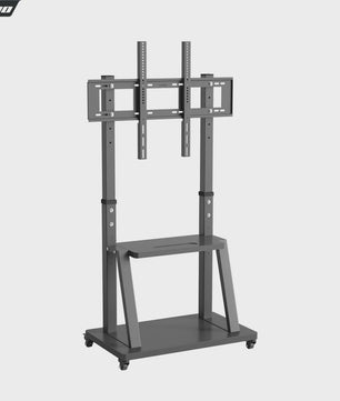 Robuuste Mobiele TV Trolley met Verstelbare Hoogte en 2 Opbergplanken