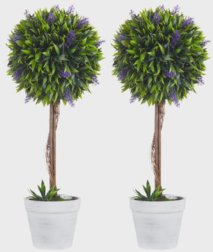 Set van 2 Kunstplanten met Lavendel - 60 cm Hoog - Inclusief Pot